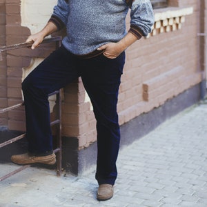 Navy Blue Mens Corduroy Pants - Limited Edition | Dark blue corduroy trousers for men | Big and tall men custom orders
