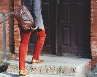 Red Hot Chili Mens Corduroy Pants - Limited Edition | Scarlet corduroy trousers for men, business casual menswear | Ships tomorrow