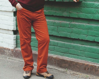 Honey Mustard Mens Corduroy Pants - Limited Edition | Orange corduroy trousers for men | Ready to ship