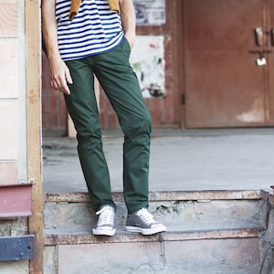 Forest Green Chinos Green Chinos for Men Business Casual Menswear Pants Ready to Ship Tomorrow Etsy