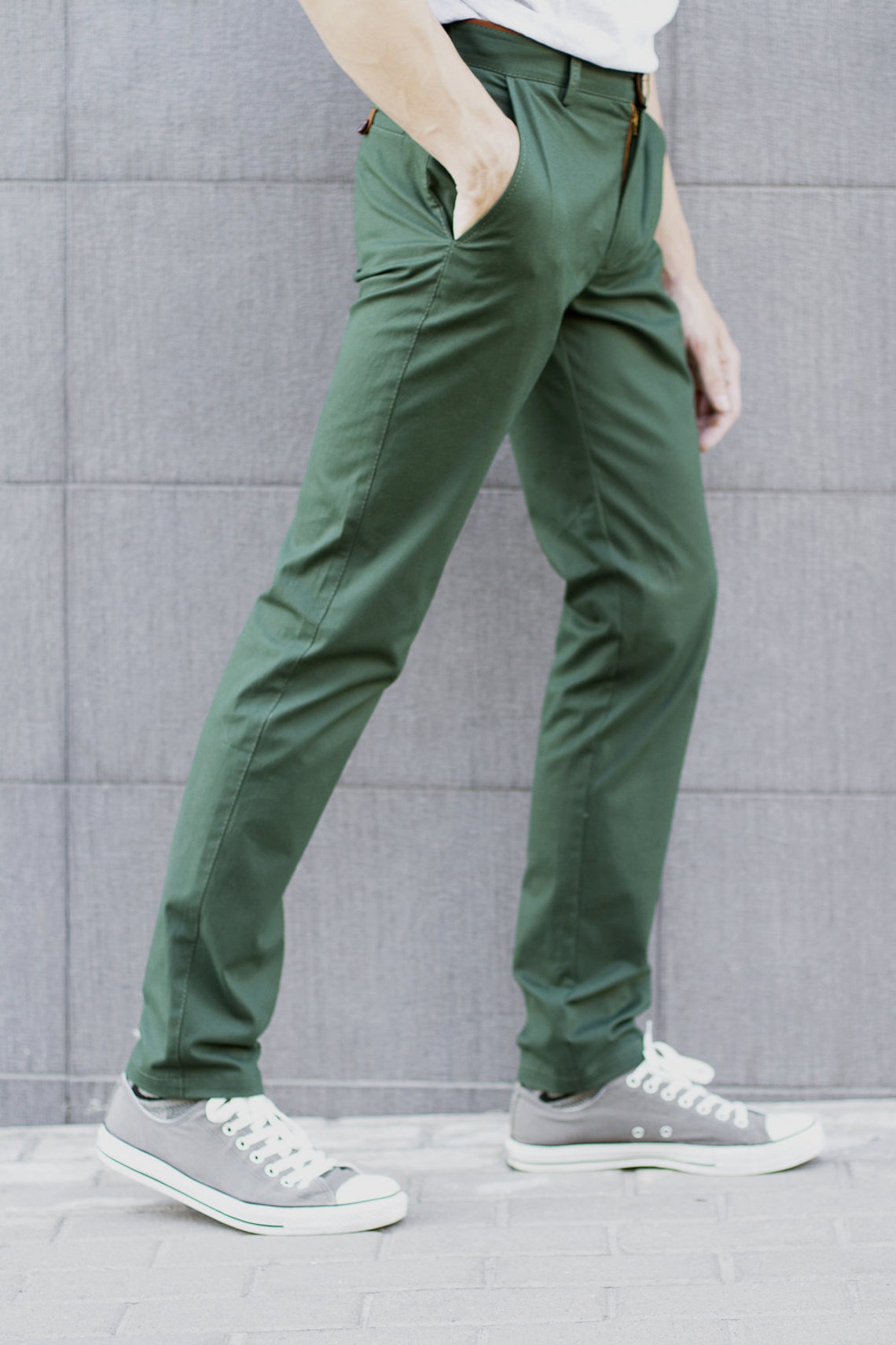 Forest Green Chinos Green Chinos for Men, Business Casual Menswear