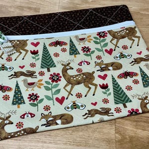 Quilted Project Bag: Forest Creatures Cross Stitch & Crochet (13" x 11")