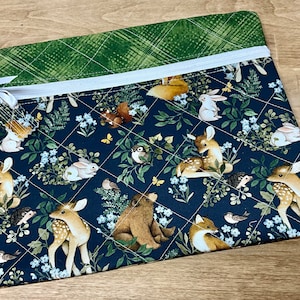 Quilted Cross Stitch  Project Bag 13&quot; x 11&quot; Back To The Critters