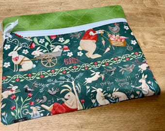 Quilted Cross Stitch  Project Bag 13" x 11" Teresa Kogut Hoppity Hop