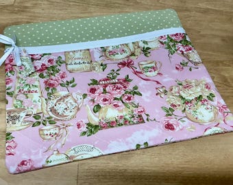 Quilted Cross Stitch  Project Bag 13" x 11" Spring Rose Garden