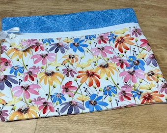 Quilted Project Bag: Brown Eyed Susans Fabric, Knitting & Crochet Organizer