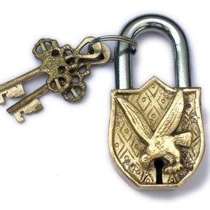 Unusual Vintage style Padlock Flying Eagle Padlock with Om Home decor Brass Padlock Handmade padlock