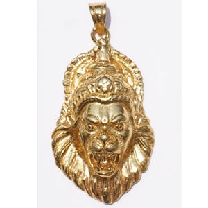 Narasimha Swamy Brass made Gold Plated Pendant Amulet Lucky Charm from India