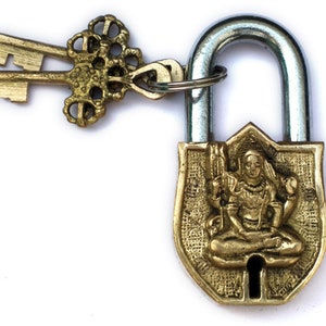 Unusual Vintage style Padlock Hindu God Shiva Padlock with Om Home decor Brass Padlock Handmade padlock
