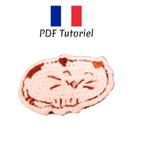May include: A pink and brown crocheted cat-shaped rug with a smiling face. PDF Tutorial.