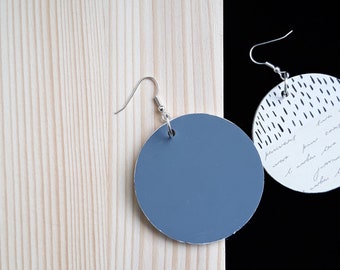 Earrings Silver Wood Minimalist letters