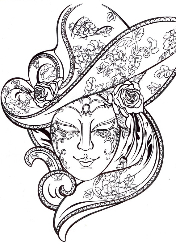 Masques Carnaval De Venise à Imprimer Page à colorier masque Carnaval de Venise | Etsy