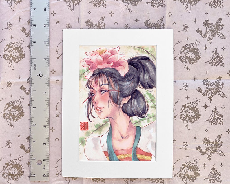 Chinese Small Print Watercolor Wall Decor Woman Portrait Painting Fine Art Gift High Fantasy Home Decor Traditional Asian Art image 3