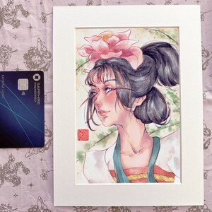 Chinese Small Print Watercolor Wall Decor Woman Portrait Painting Fine Art Gift High Fantasy Home Decor Traditional Asian Art image 5