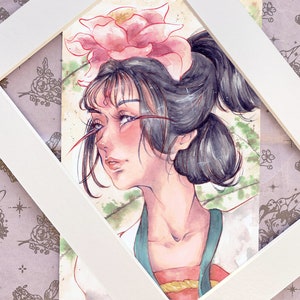Chinese Small Print Watercolor Wall Decor Woman Portrait Painting Fine Art Gift High Fantasy Home Decor Traditional Asian Art image 1