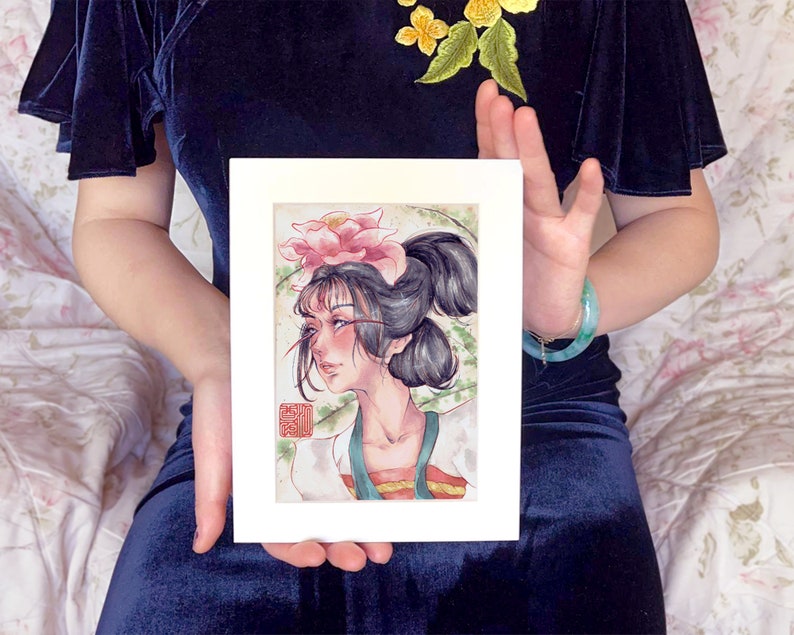 Chinese Small Print Watercolor Wall Decor Woman Portrait Painting Fine Art Gift High Fantasy Home Decor Traditional Asian Art image 7