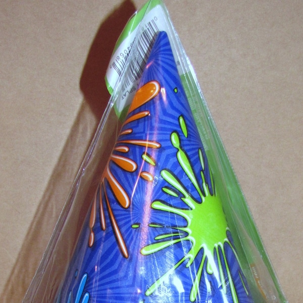 Splat Cone Hats #811306, 8/pk, Art Cone Hats, Painting Cone Hats, Paintball Hats