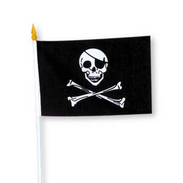 4x6 Pirate Flag on Plastic Stick #50981p, 12 pieces, polyester, Crossbones flag, Pirate Party