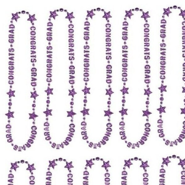 Purple Congrats Grad Beads of Expression #50595PL, Purple Graduation Necklaces, 12 pieces