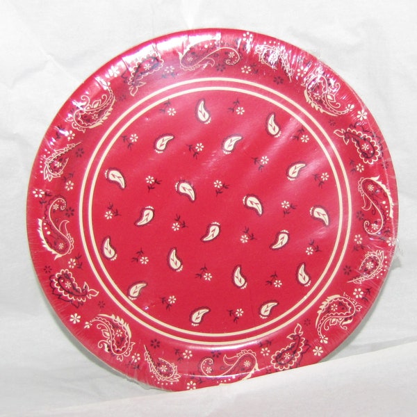 Classic Bandana Dessert Plates #75381, 8/pk, Western Paper Plates, Cowboy Paper Plates