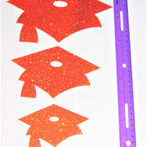 Glittered Orange Graduation Caps Cutouts 12/pk 991125, Orange ...