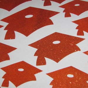 Glittered Orange Graduation Caps Cutouts 12/pk 991125, Orange ...