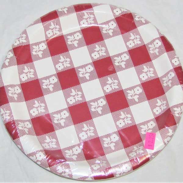 Red Gingham 9 inch plates #76388, 8/pk, 8-7/8 inch, paper plates