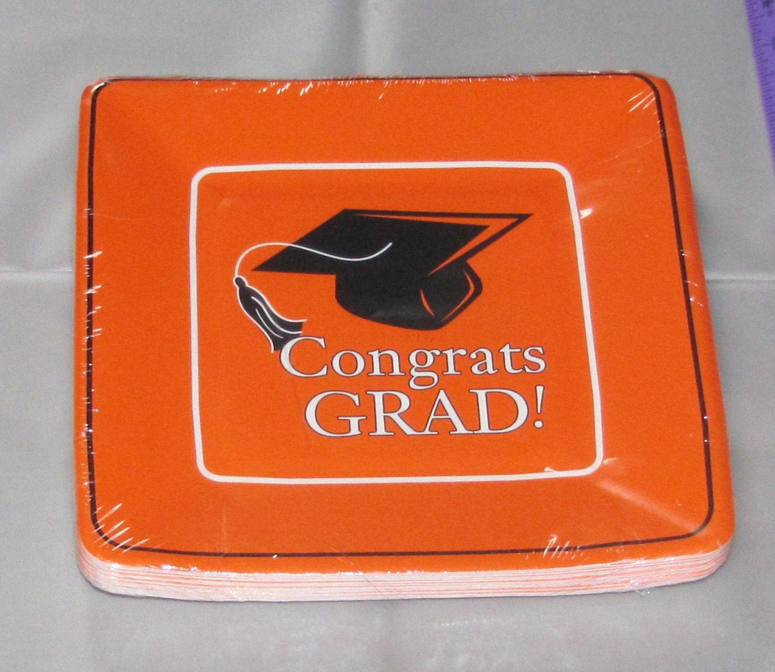 Orange Square Paper Plates Orange Graduation Dessert Plates Etsy