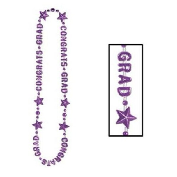 Purple Congrats Grad Beads of Expression #50595PL, Purple Graduation Necklaces, 1 piece