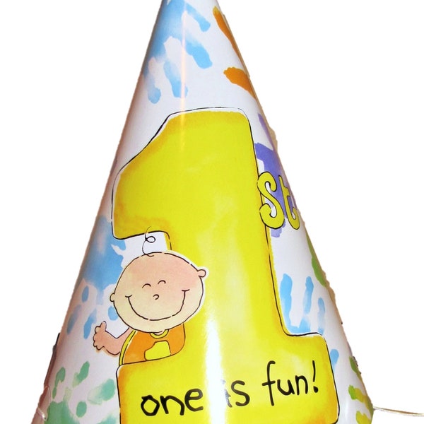 One is fun! Birthday Cone Hats #1pc1f, 15 pieces