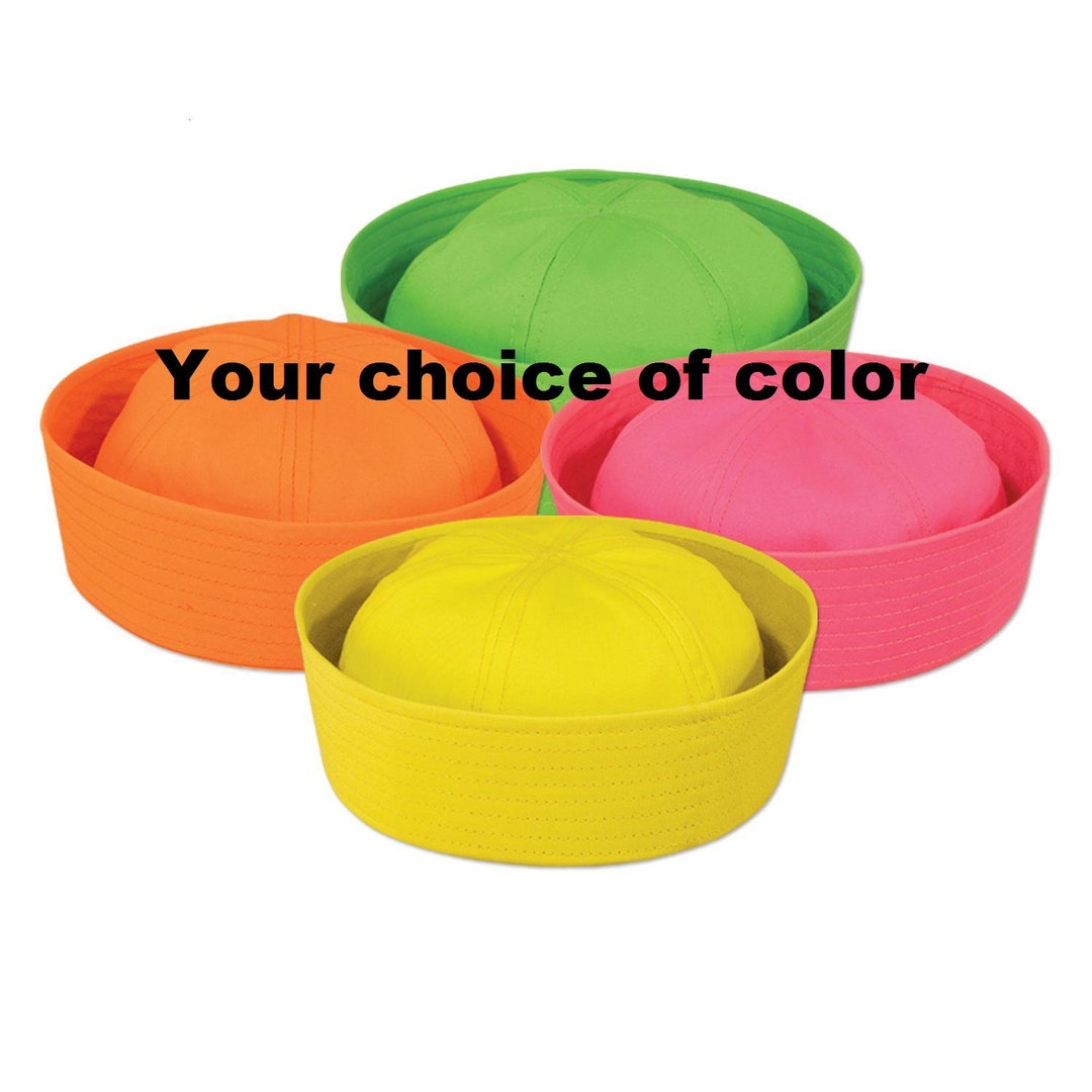 Neon Sailor Hats 60756 Choose From Yellow, Orange or Green Cloth Sailor