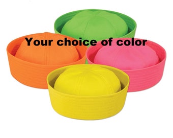 Neon Sailor Hats #60756 - choose from yellow, orange or green- cloth sailor hat - play hats - nautical party supply