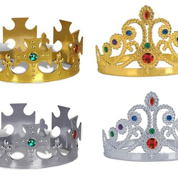 Silver King Crown #60250s, Silver Queen Tiara #60251s, Gold King Crown #60250g or Gold Queen Tiara #60251g, 1/pk, for children