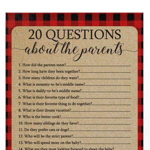 20 Questions About The Parents Baby Shower Game 20 Questions Etsy