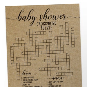 Baby Shower Crossword Puzzle Baby Shower Activities Etsy