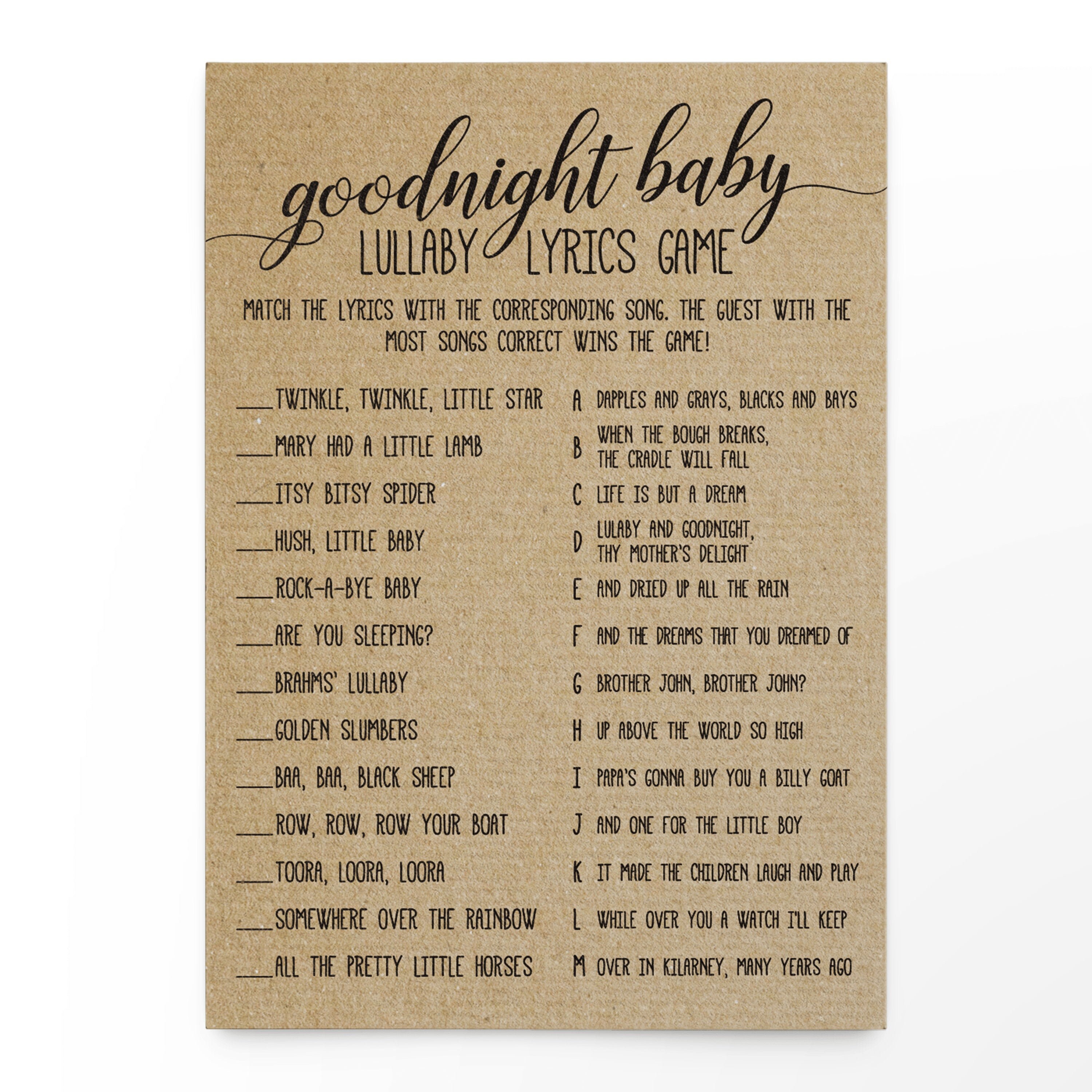 Music Match Printable Baby Shower Game || Lyric Song Digital Baby Shower  Games Download Magic | Boy Party Games || Wizard Theme