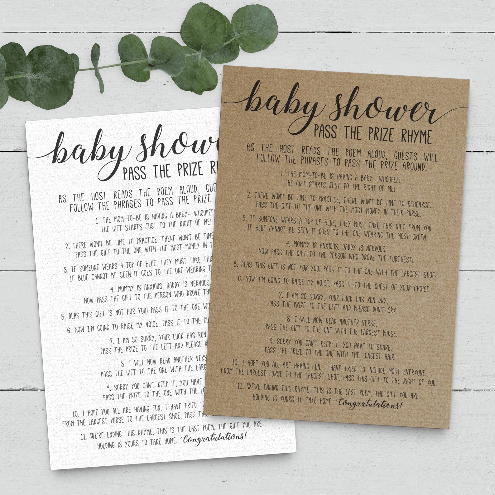 Pass the Prize Baby Shower Poem . Baby Shower Pass the Parcel - Etsy