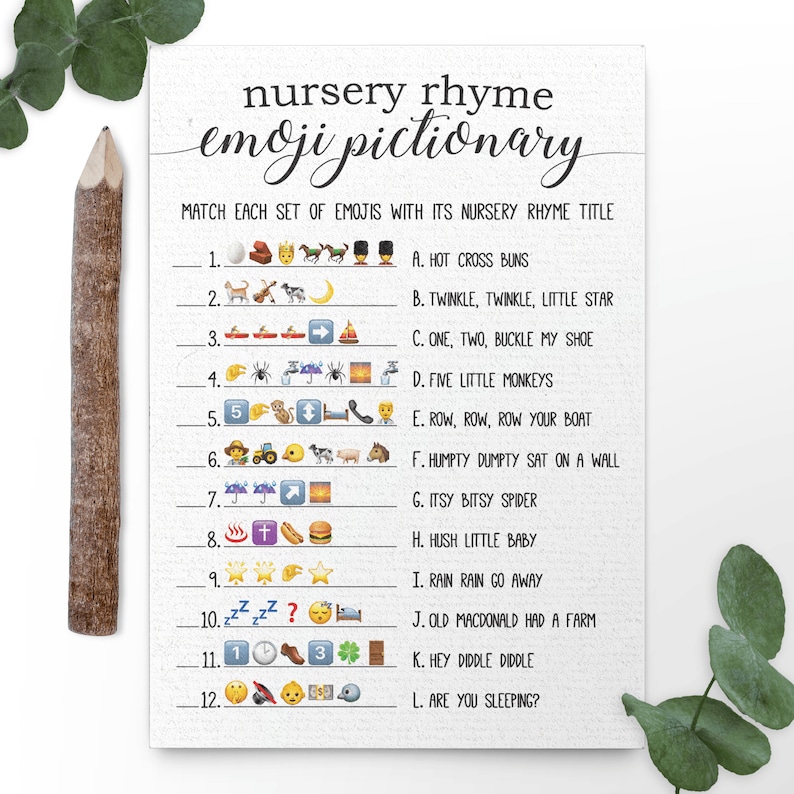 Nursery Rhyme Emoji Pictionary Baby Emoji Pictionary Baby Etsy
