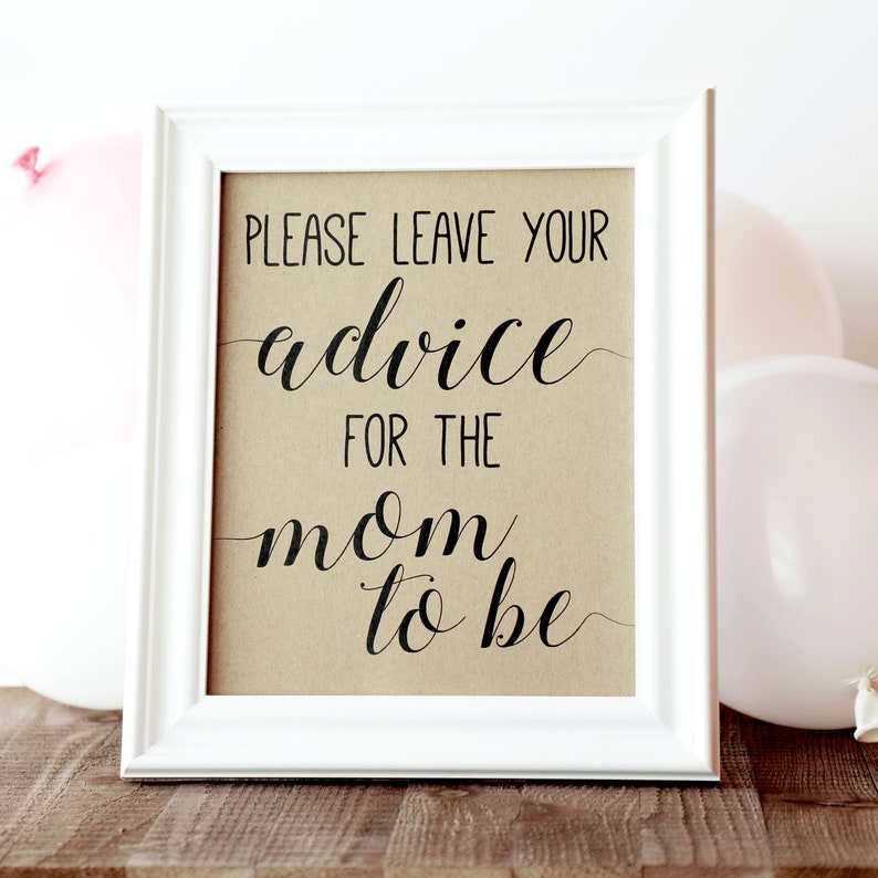 Advice for the Mom to Be Baby Shower Sign Baby Shower Please Etsy