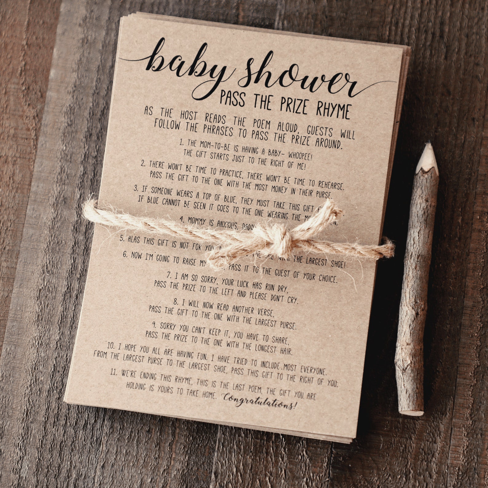 Pass the Prize Baby Shower Poem . Baby Shower Pass the Parcel - Etsy