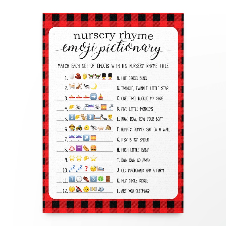 Nursery Rhyme Emoji Quiz Printable