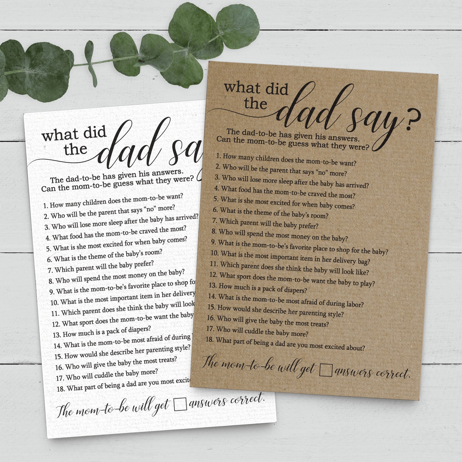 What Did the Dad Say Baby Shower Game Etsy