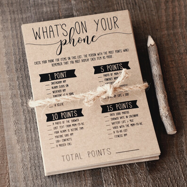 Whats In Your Phone Baby Shower Game . Whats On Your Phone ...