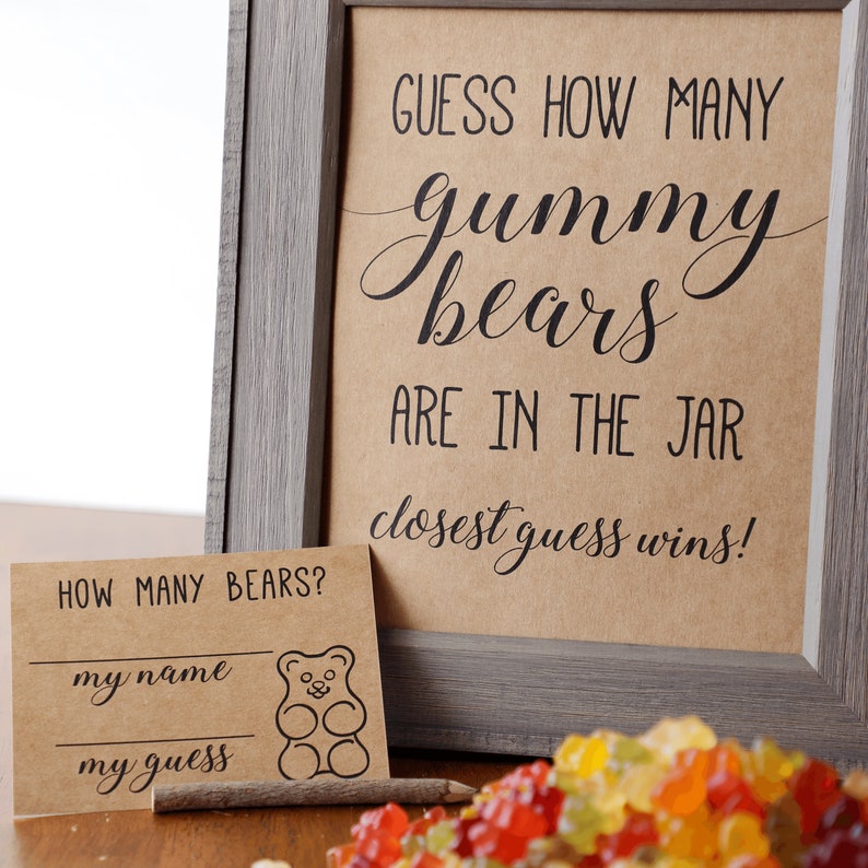 Guess How Many Gummy Bears Game . Baby Shower Games | Etsy