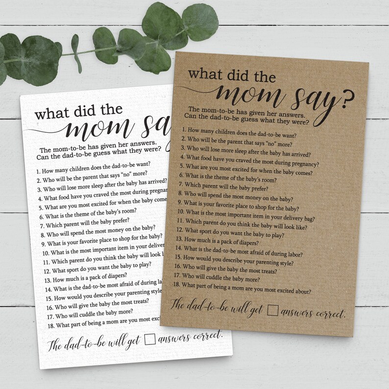 What Did The Mom Say Baby Shower Game Etsy