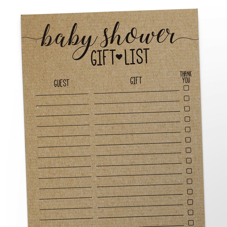 PRINTED Baby Shower Gift List Etsy