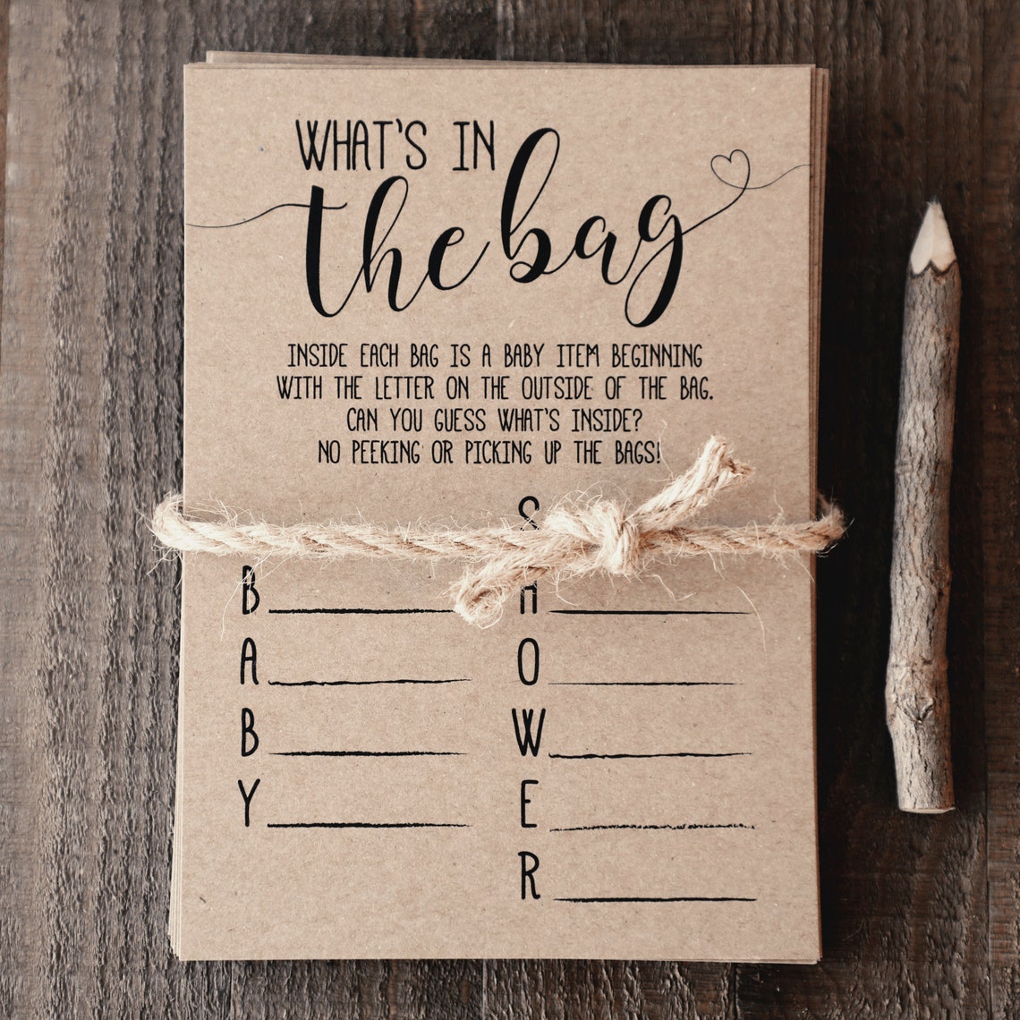 PRINTED What's In The Bag Baby Shower Game . What's In Etsy