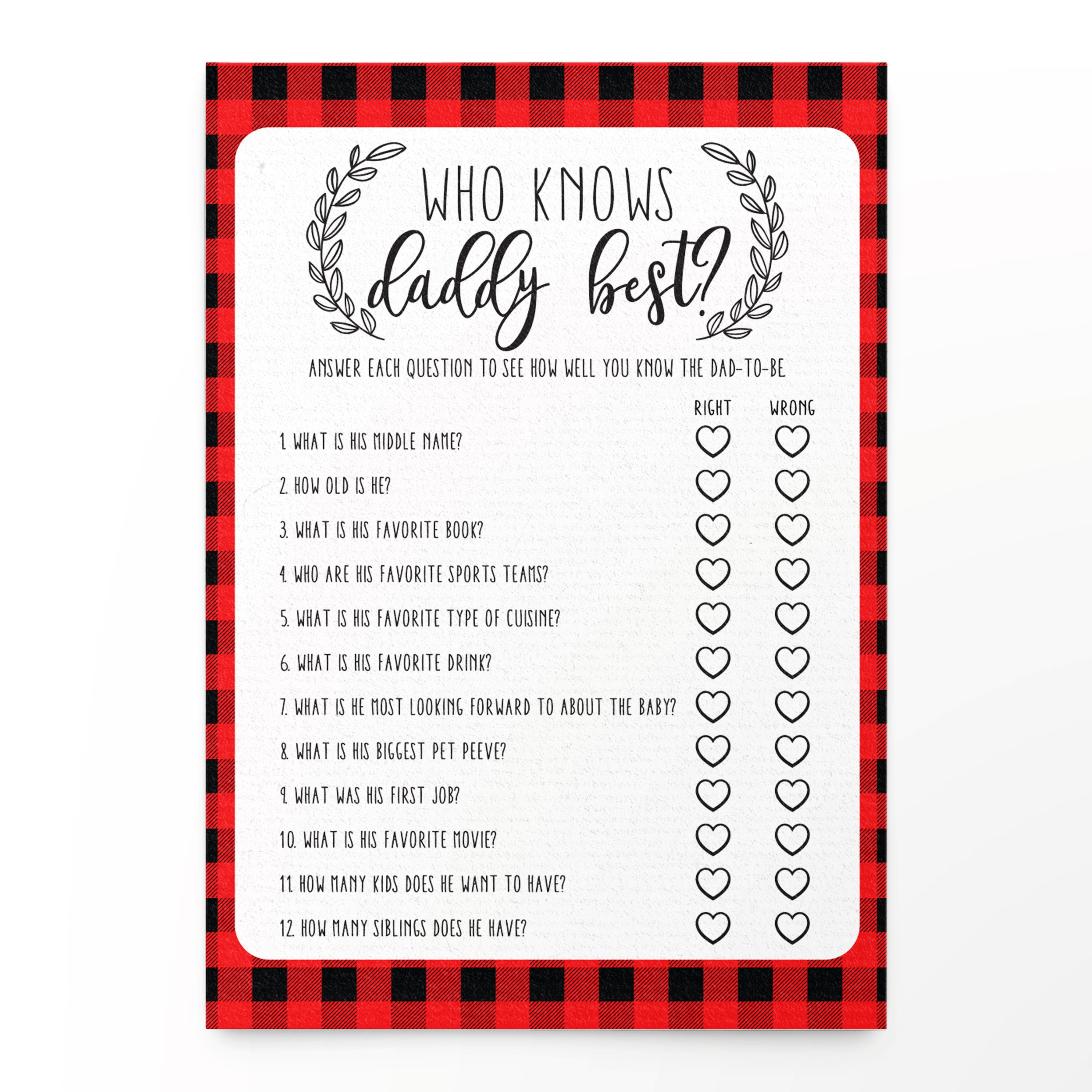 PRINTED Who Knows Daddy Best Printable Baby Shower Games Etsy