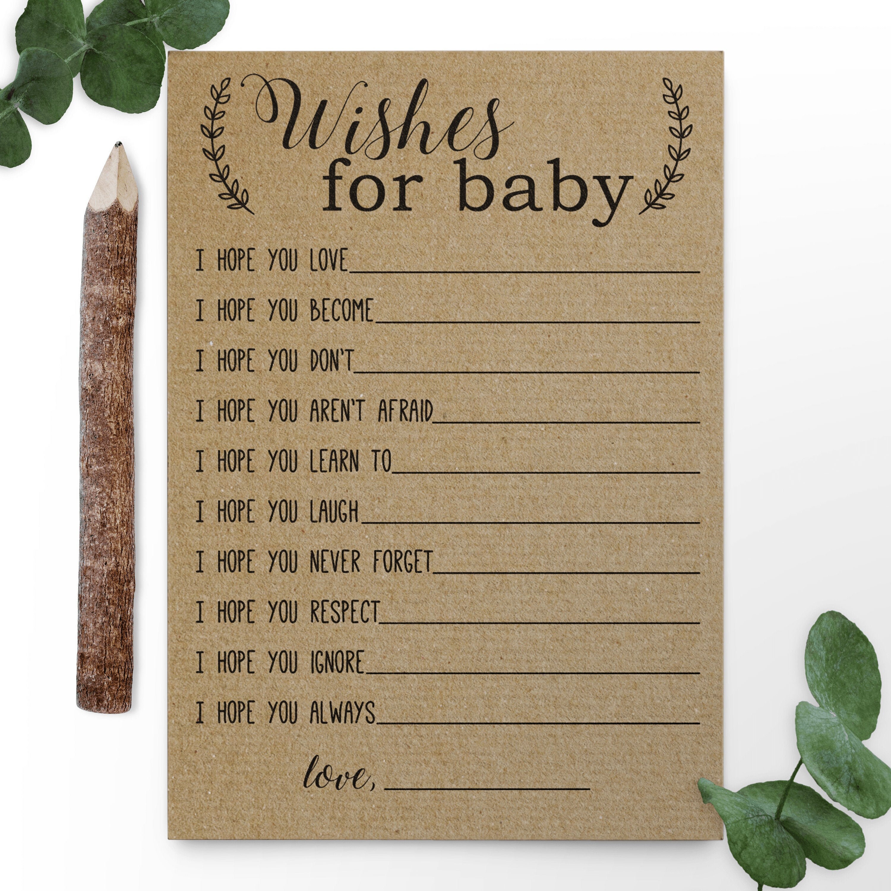 Baby Wish Cards Wishes for Baby Cards Baby Advice Printable Etsy Canada