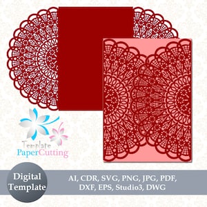 Laser Cut Gatefold Invitation - Semi-Circle - Laser Cut Invites for Wedding,  Quinceanera- SVG, DXF, ai, CRD, eps - Laser Paper Cut -Digital